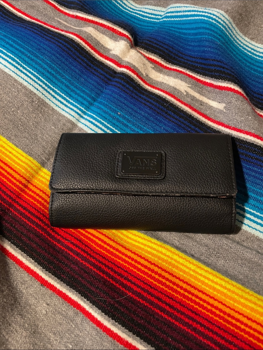 Vans Black Trifold Card & Key Holder with leopard 🐆 print inside lining